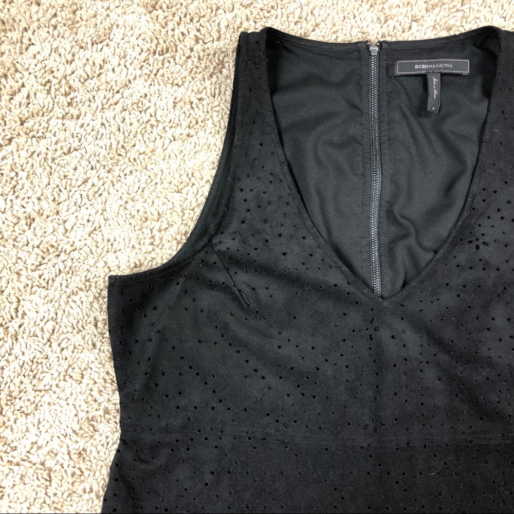 BCBG Caralyn black suede cut out sleeveless top - Picture 6 of 7